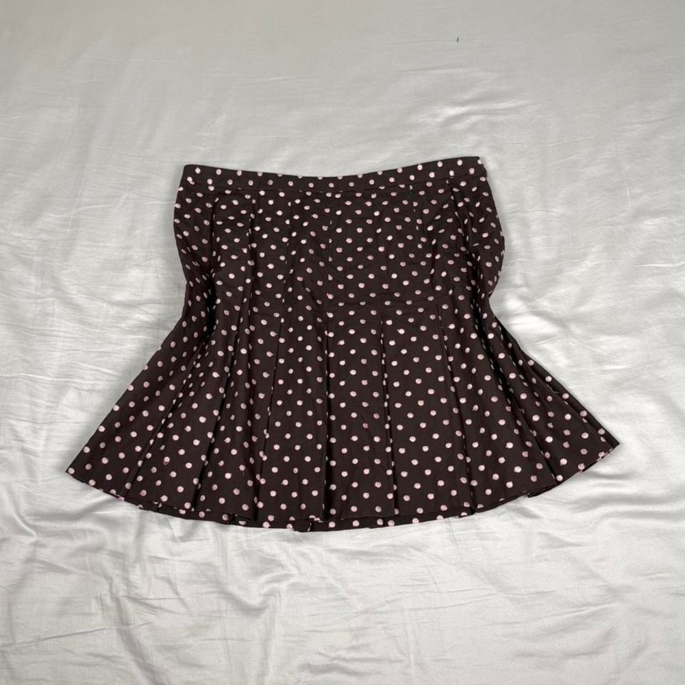 Vintage y2k INC brown & pink polka dots pleated short skirt